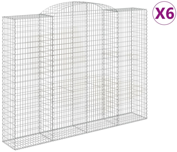 vidaXL Gabionen mit Hochbogen 6 Stk. 300x50x220/240cm Verzinktes Eisen 3146813