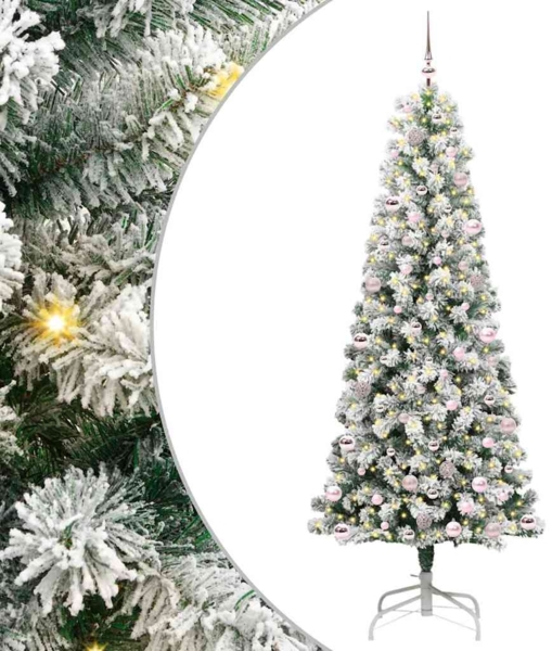 vidaXL Künstlicher klappbarer Weihnachtsbaum Grün und Weiß 240 cm 3395615