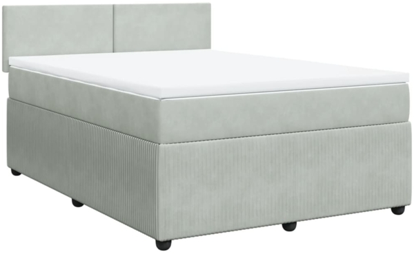 vidaXL Boxspringbett mit Matratze Hellgrau 140x200 cm Samt 3287752