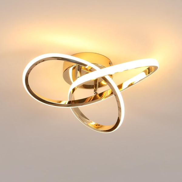 Comely LED Deckenleuchte, 30W 3375LM Moderne Deckenlampe mit Elegantem Blumendesign, Kronleuchter Gold für Wohnzimmer, Schlafzimmer, Esszimmer, Warmweiß 3000K