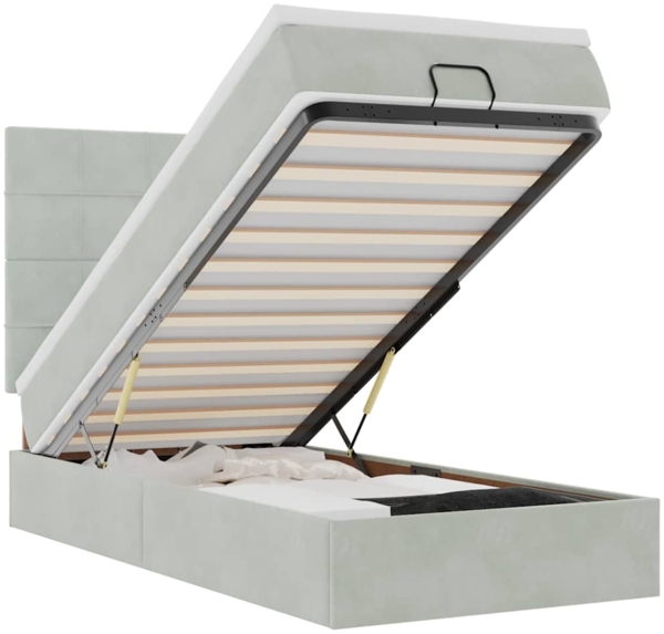 vidaXL Ottoman-Bett mit Matratzen Hellgrau 90x190 cm Samt 3313439