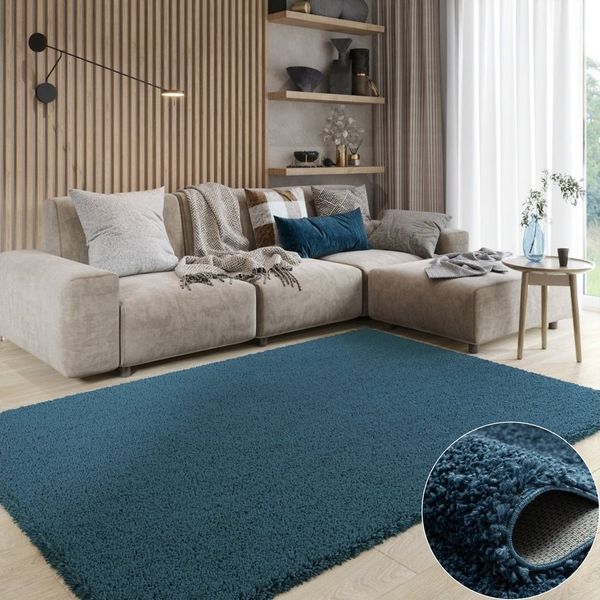 Wohnando Teppich MY-RUG Hochflorteppich Shaggy Star 90x60cm, rechteckig, Höhe: 38 mm, einfarbig, leicht glänzend, extra flauschig