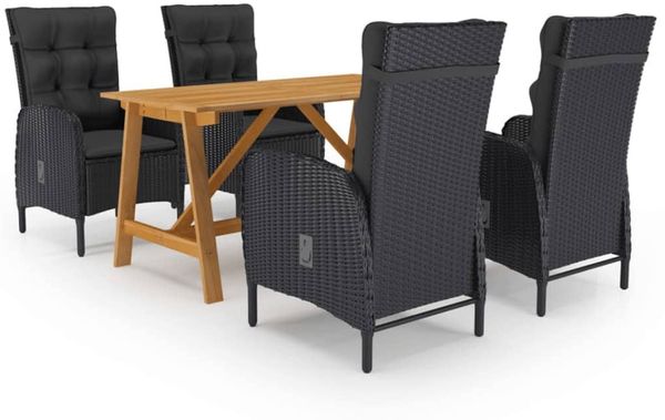 vidaXL 5-tlg. Garten-Essgruppe Schwarz 3068742