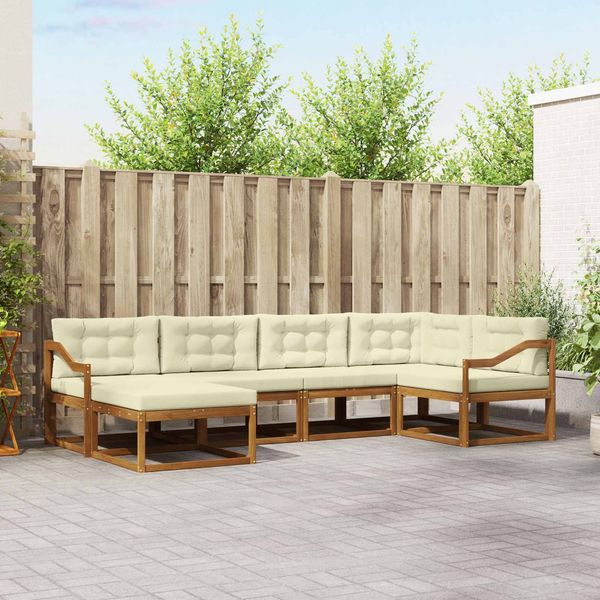 vidaXL Outdoor-Sofagarnitur mit Kissen 6 pcs Natur und Creme 3367838