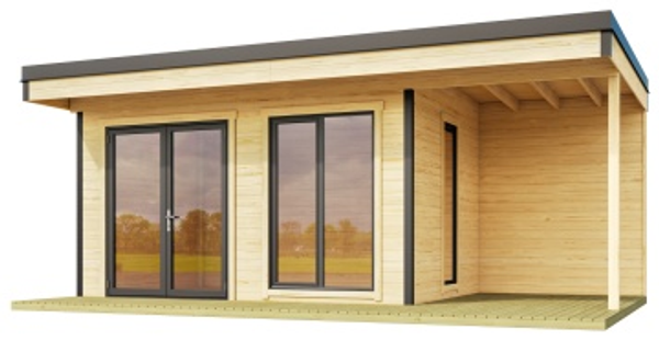 Lasita Maja Gartenhaus Domeo 5-7 Gartenhaus aus Holz Holzhaus mit 44 mm Wandstärke inklusive Terrasse inklusive Schleppdach Blockbohlenhaus Bild 2