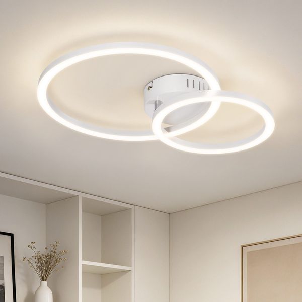 ZMH LED Deckenleuchte 23W Weiß Küchenlampe 3000K 40cm Warmweiß Modern Design 2-RingeLED fest integriert, led, modern, küche, wohnzimmer, schlafzimmer, design, flur