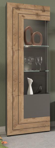 Vitrine Freno in Eiche und grau matt 60 x 194 cm