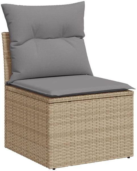 vidaXL 9-tlg. Garten-Sofagarnitur mit Kissen Beige Poly Rattan 3226402 Bild 3