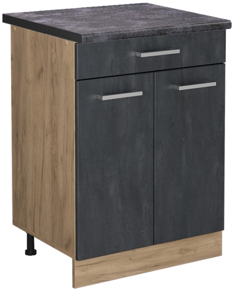Vicco Küchenunterschrank Schwarz Beton 60 cm AP Anthrazit, R-Line