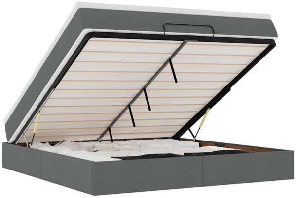 vidaXL Ottoman-Bett mit Matratze Dunkelgrau 160x200 cm Stoff 3311121