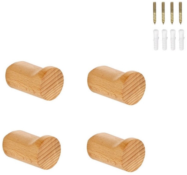Auledio Kleiderhaken 4er-/6er-Set handgefertigte Wandhaken aus natürlichem Holz, Geeignet für Flure, Schlafzimmer, Wohnzimmer, Badezimmer, Küchen und viele weitere Anwendungen, (4-St), Vielseitige Verwendung,Rutschfestes Design,Dekorativ und platzsparend.