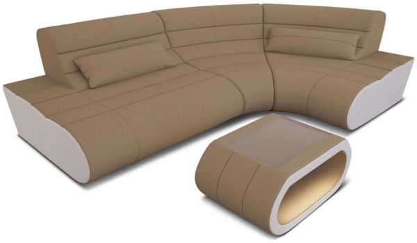 Mini Stoff Ecksofa Concept L Form - Mikrofaserstoff - cappuccino-weiß - Rechts