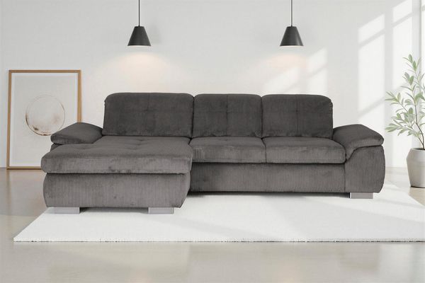 Die PlanBar Ecksofa MP-IN16037 L-Form mit Kaltschaum-Polsterung, mit Sitztiefenverstellung & Zierkissen
