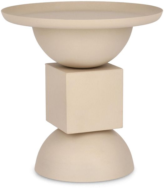 Beistelltisch Akla aus Metall, rundes Design, modern, beige, pulverbeschichtet, für Indoor