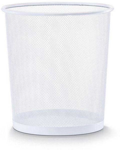 Papierkorb Mülleimer für Büro, Bad, Jugendzimmer & Kinderzimmer 14,5 Liter, Ø26 x 28 cm, Metallgeflecht, rund, weiß