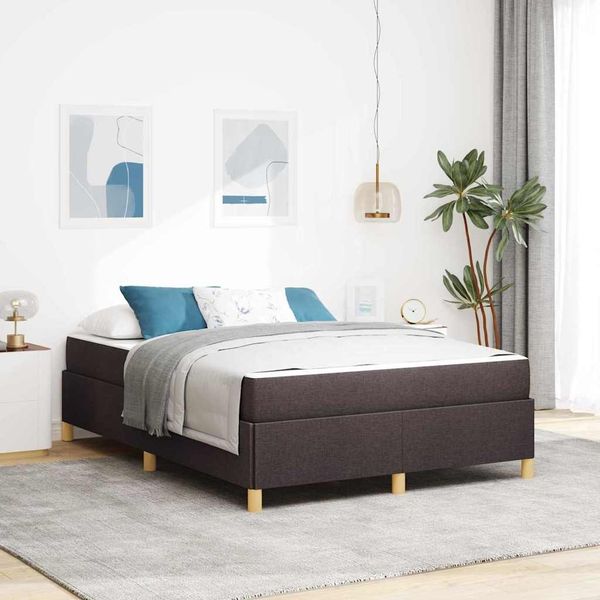 vidaXL Bettrahmen mit Matratze Dunkelbraun 160 x 200 cm Stoff 3398951