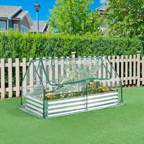 Hochbeet mit Gewächshaus Balsorano 186x96x98 cm Transparent [en. casa]
