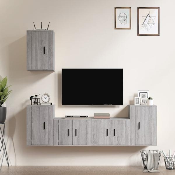 vidaXL 5-tlg. TV-Schrank-Set Grau Sonoma Holzwerkstoff 3188572