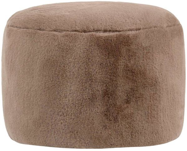 Icon Milano Hocker, Mokkabraun, Kaninchen Kunstfell Stoff, Sitzsack Stuhl, Sitzpuff Hocker mit Füllung, Fußhocker für das Wohnzimmer, Deko Wohnzimmer