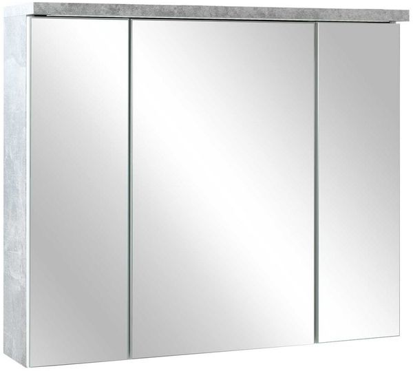 Spiegelschrank Pia / Pool , Glas, Holzwerkstoff , Grau, Verspiegelt , 80 x 69 x 20 cm