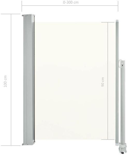 vidaXL Ausziehbare Seitenmarkise 100 x 300 cm Creme 45185 Bild 9