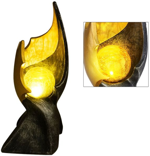 LED Solarleuchte, Flammen-Optik, Feuer-Effekt, Glas, H 36 cm