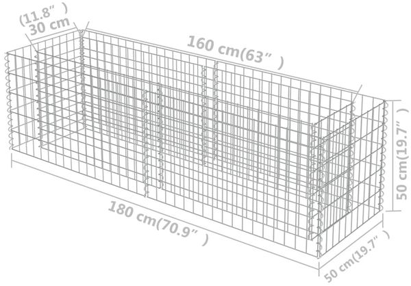 vidaXL Gabionen-Hochbeet Verzinkter Stahl 180×50×50 cm 143559 Bild 8