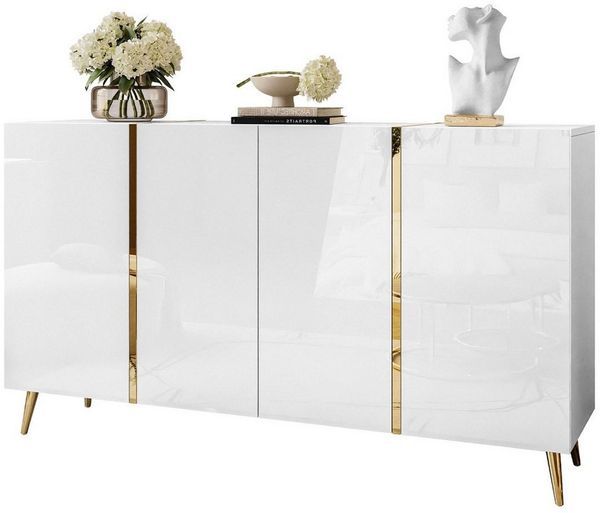 Lookway Kommode ONYX 4D mit goldenen Beinen, Breite: 158 cm