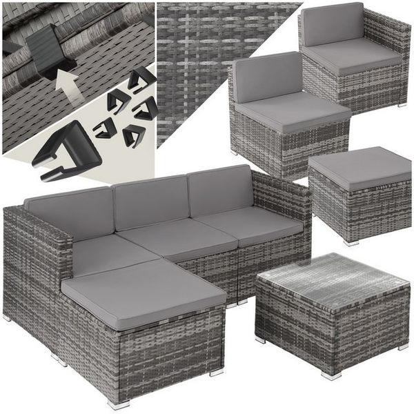 tectake Loungeset Rattan Lounge, (Set, 5-tlg), für 3 bis 4 Personen Bild 4