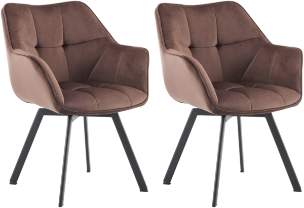 CLP 2er Set Esszimmerstuhl Jordi mit Samtbezug | Drehbar und bis 150 kg belastbar,braun