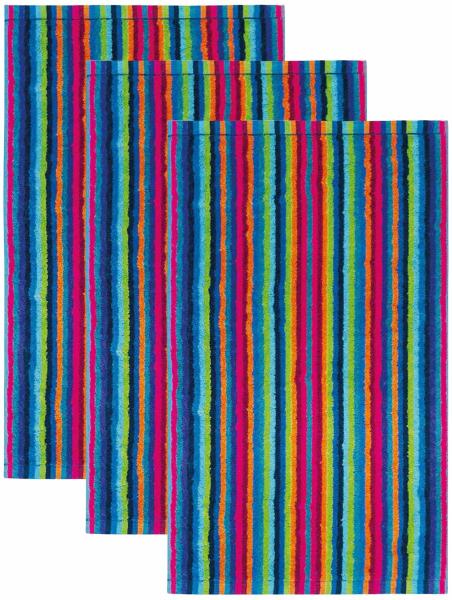 CAWÖ Gästetuch, 3er Pack - C Life Style Stripes, Walkfrottier Multicolor 30x50cm