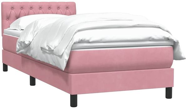 vidaXL Boxspringbett mit Matratze Rosa 90x220 cm Samt 3316532 Bild 4