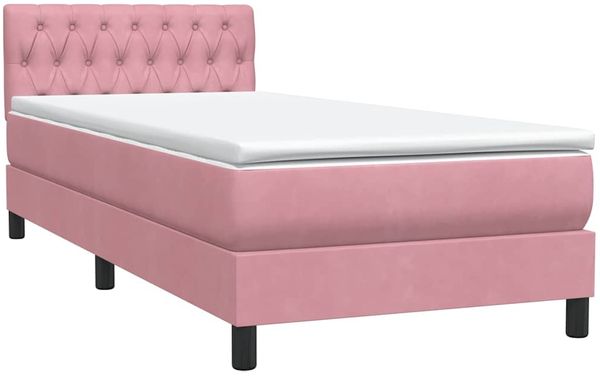 vidaXL Boxspringbett mit Matratze Rosa 90x220 cm Samt 3316532 Bild 2
