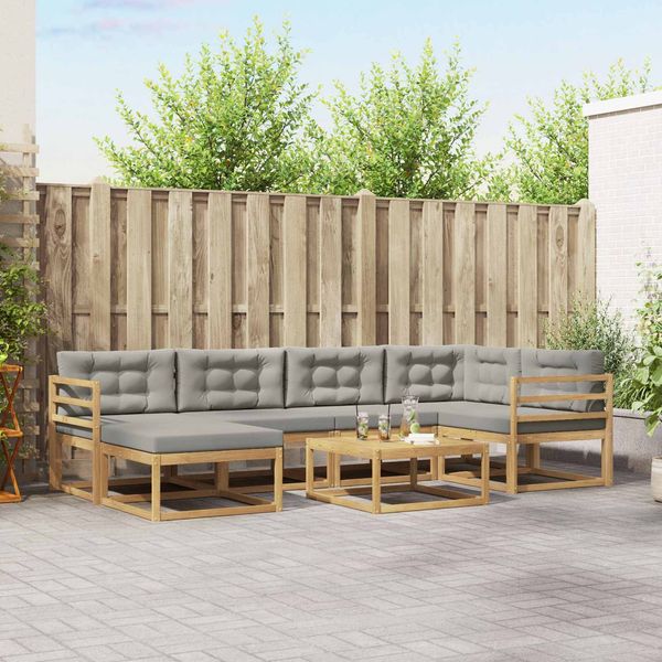 vidaXL Outdoor-Sofagarnitur 7 pcs Weiß und Hellgrau 3386710