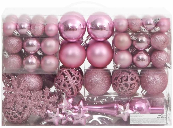 vidaXL 111-tlg. Weihnachtskugel-Set Rosa Polystyrol 356117