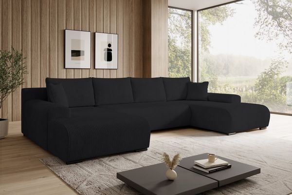 storez24 Ecksofa Ellen U, mit Bettkasten und Schlaffunktion, Cordstoff, U-Form, bequem