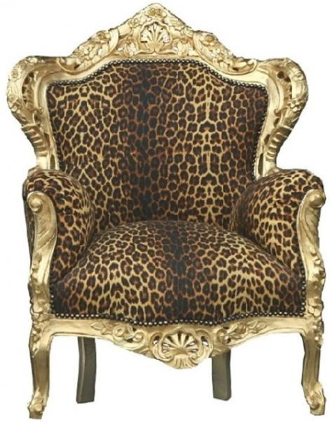 Casa Padrino Barock Sessel "King" Leopard/Gold