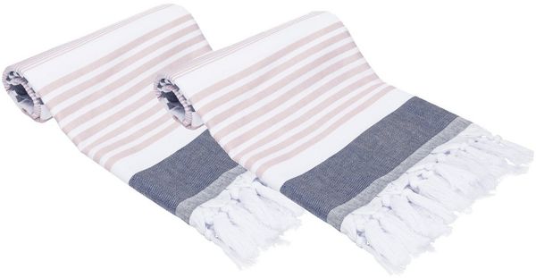 Betz Badetuch Hamamtuch 90 x 170 cm Badetuch Strandtuch Saunahandtuch, (1 Stück, 2-St), 100% Baumwolle, Farbe braun
