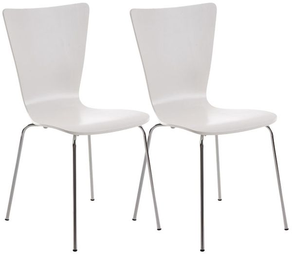 2er Set Besucherstuhl TOKYO - Holz Weiß 43x50x84 cm | Besucherstühle Konferenzstuhl Wartezimmerstuhl Bürostühle Bürostuhl Konferenzraum Wartezimmer