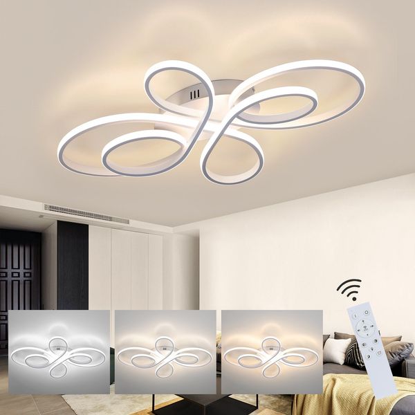 ZMH Deckenlampe LED Deckenleuchte Dimmbar - Wohnzimmerlampe 80cm Wohnzimmer 78W Modern Schlafzimmerlampe Schlafzimmer Weiß Design mit Fernbedienung Deckenbeleuchtung Groß für Esszimmer Büro Küche