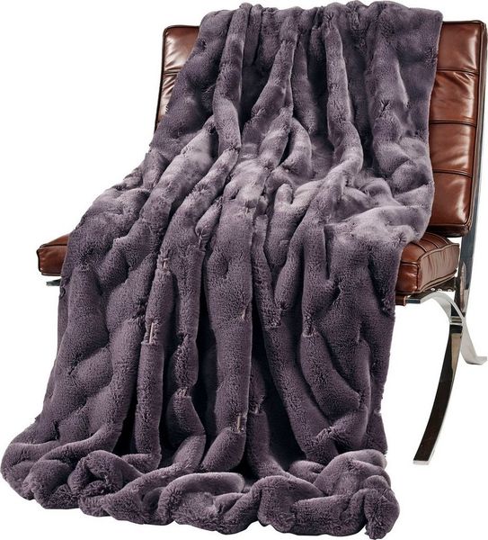 Webpelzdecke Felldecke Kuscheldecke Plaid 150x200 Rhombus anthrazit 40083