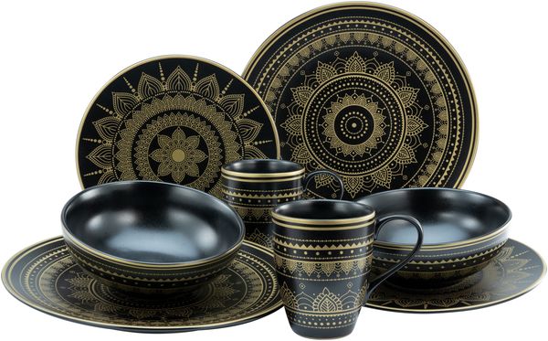 Mandala Gold Schwarz, Kombiservice 8-tlg (mo)