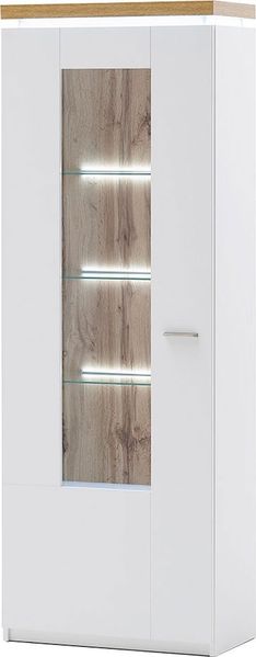 Vitrine Celine / Cali, Holzwerkstoff, Weiß, Holzfarben, 70 x 197 x 38 cm