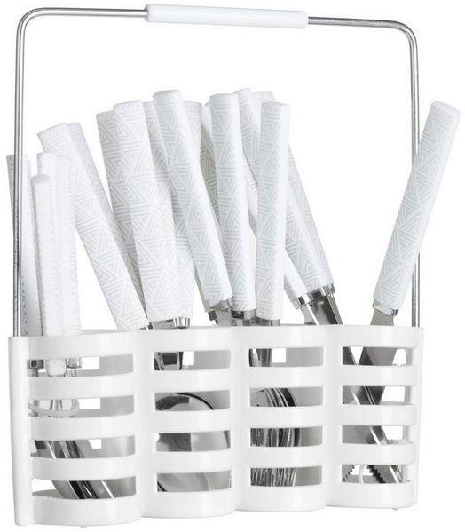 Secret de Gourmet Besteck-Set Besteckset für 6 Personen mit Ständer, Edelstahl, weiß (24-tlg), rostfreier Stahl