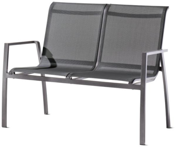 Sieger Malaga 2-Sitzer Sofa mit Polyesterbeschichtung, Aluminium Silbergrau, 65,5 x 92,5 x 115,5