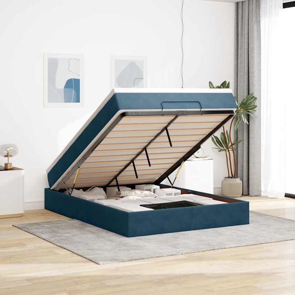 vidaXL Ottoman-Bett mit Matratze Dunkelblau 140x190 cm Samt 3311187