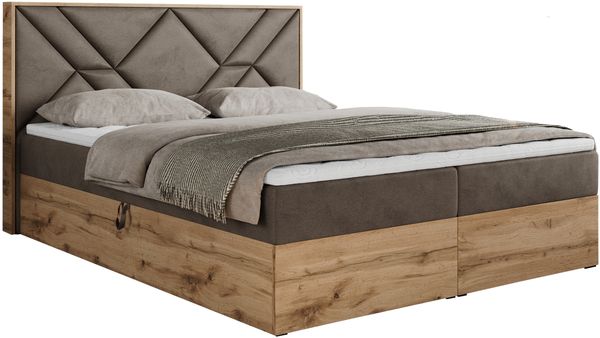 Boxspringbett mit Kopfteil und Topper, Polsterbett - GUNAR - 200 x 200 cm - Braun Velvet - H4 - Topper Visco Bild 4