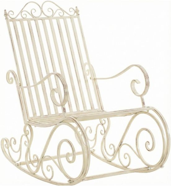 Schaukelstuhl ANNA Antik Outdoor - 56 x 90 x 94 cm, Metall, Antik-Creme | Gartenstuhl Liegestuhl Relaxstuhl Garten Terrasse