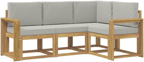 vidaXL Outdoor-Sofagarnitur 4 pcs Weiß und Hellgrau 3387565 Bild 2
