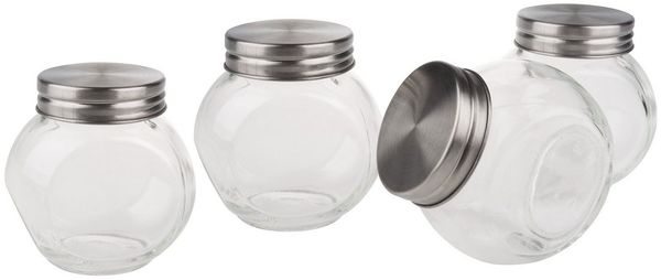 VBS Vorratsglas, Glas, für Gewürze oder Bonbons, 4 Stück